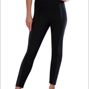 BCBG Faux Leather Panel Skinny Pants